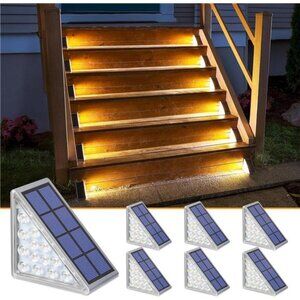 6 Pack Solar Step Lights for Outside, Waterproof IP67 Solar Stair Lights Outdoor